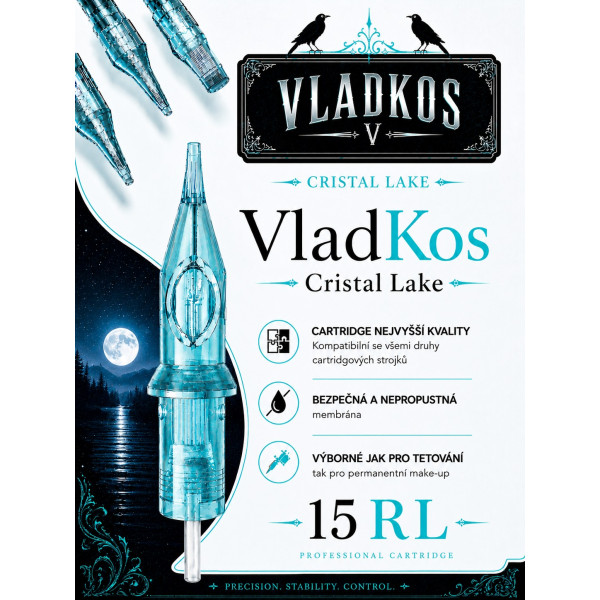 Prémiová tetovací cartridge VLADKOS CRISTAL LAKE 15RL