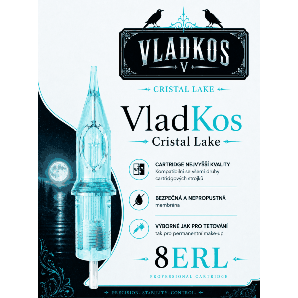 Prémiová tetovací cartridge VLADKOS CRISTAL LAKE 8RL EMPTY LINER