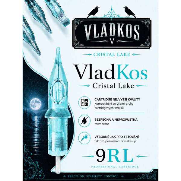 Prémiová tetovací cartridge VLADKOS CRISTAL LAKE 9RL