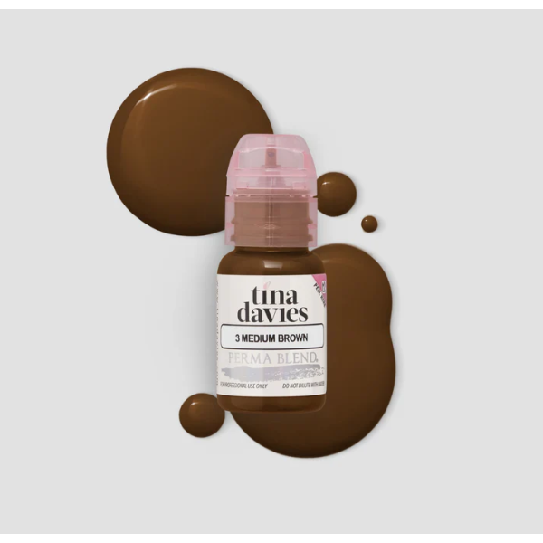 Barva pro permanentní make up Perma Blend 3 Medium Brown - Tina Davies 15 ml REACH