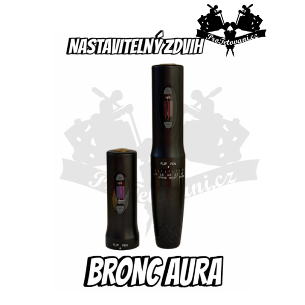 Bezdrátový bateriový rotační tetovací strojek Hummingbird Bronc Aura Black s nastavitelným zdvihem
