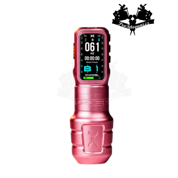 Bezdrátový rotační tetovací strojek OZER X Channel Pink – 4.2 mm 2 baterie