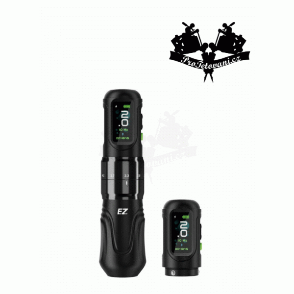 EZ P6 bezdrátový tetovací strojek s nastavitelným zdvihem 2.0 - 4.2 mm 2 x baterie BLACK