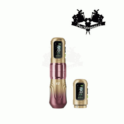 EZ P6 bezdrátový tetovací strojek s nastavitelným zdvihem 2.0 - 4.2 mm 2 x baterie Rose Gold Gradient