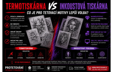 Je pro tetovací motivy lepší termo tiskárna nebo inkoustová? Je pro tetovací motivy lepší termo tiskárna nebo inkoustová?
