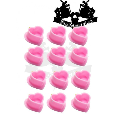 Silikonové kalíšky na tetovací barvu HEARTH PINK 200 ks s ploškou