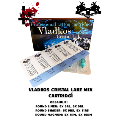 Základní MIX tetovacích cartridgí Vladkos Cristal Lake 30 ks