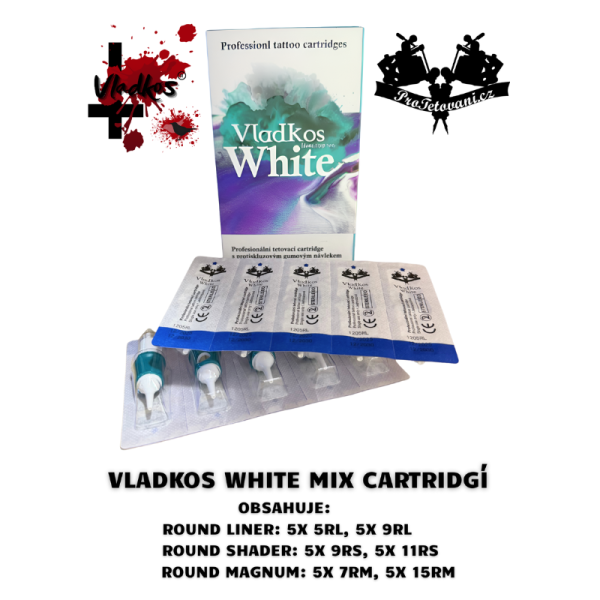 Základní mix tetovacích cartridgí Vladkos WHITE 30 ks