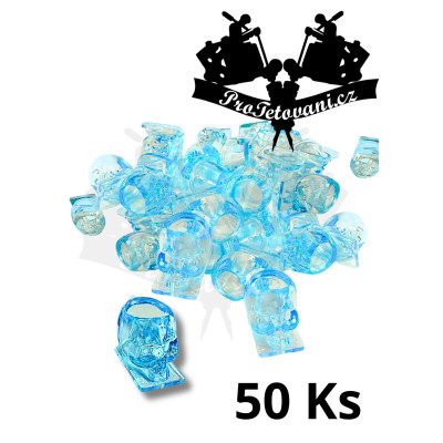 Kalíšky na tetovací barvu CRYSTAL SKULL Light blue 50 Ks s s ploškou