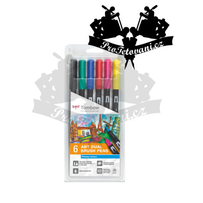 Tombow ABT Set 6 oboustranných fixů na kůži i papír Primary color