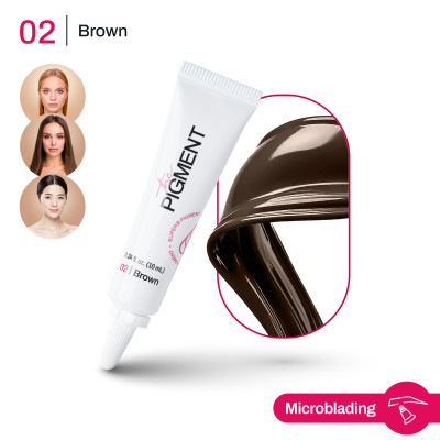 Barva pro permanentní make-up Microblading Pigment BROWN 2 – 10 ml REACH