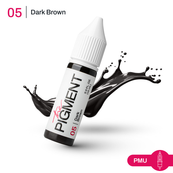 Barva pro permanentní make-up THE PIGMENT 05 DARK BROWN – 15 ml REACH