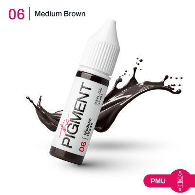Barva pro permanentní make-up THE PIGMENT 06 Medium Brown – 15 ml REACH