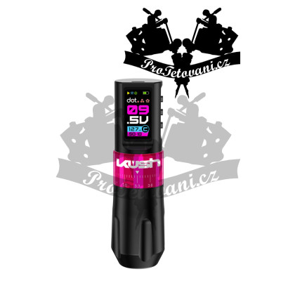 Bateriový rotační tetovací strojek KUSH s nastavitelným zdvihem PINK 2x baterie