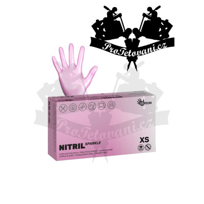 ESPEON Nitrilové rukavice NITRIL SPARKLE perleťově růžové XS
