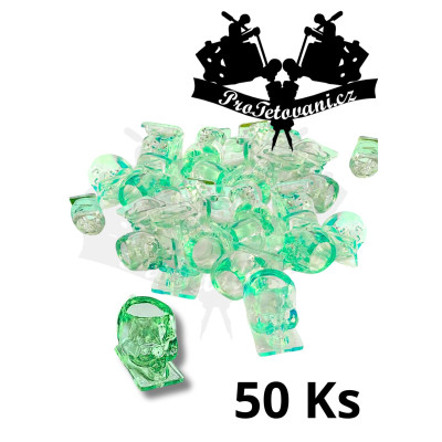 Kalíšky na tetovací barvu CRYSTAL SKULL Green 50 Ks s s ploškou