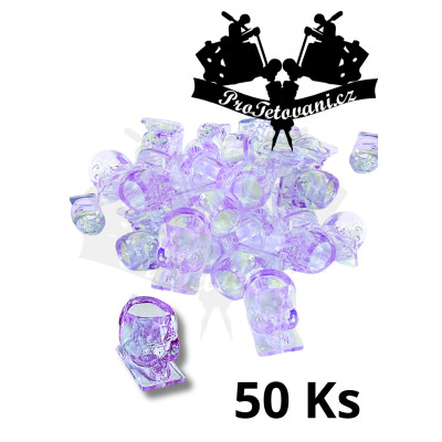 Kalíšky na tetovací barvu CRYSTAL SKULL Purple 50 Ks s s ploškou