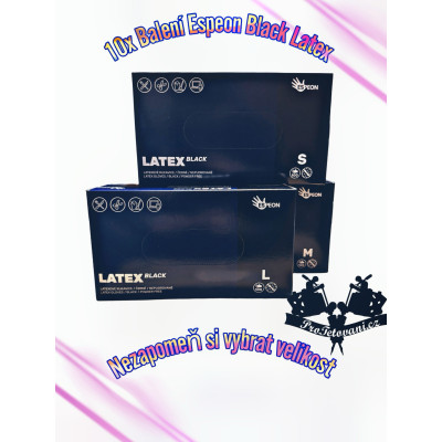 MAXI BALENÍ 10X ESPEON Latexové rukavice BLACK