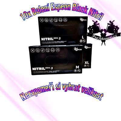 MAXI BALENÍ 10X ESPEON Nitrilové rukavice BLACK