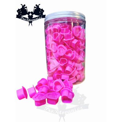 Silikonové kalíšky na tetovací barvu HEARTH PINK 300 ks s ploškou