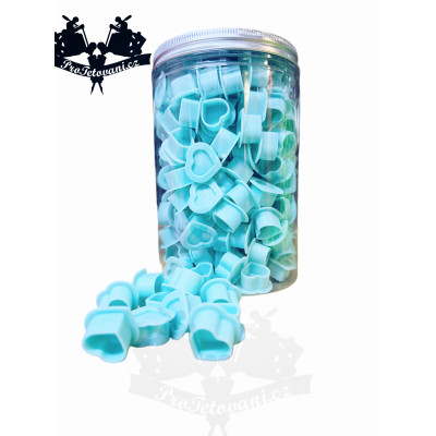 Silikonové kalíšky na tetovací barvu HEARTH TURQUOISE 300 ks s ploškou 