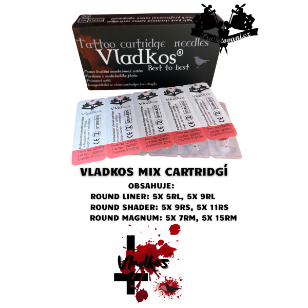 Základní mix tetovacích cartridgí Vladkos 30 ks
